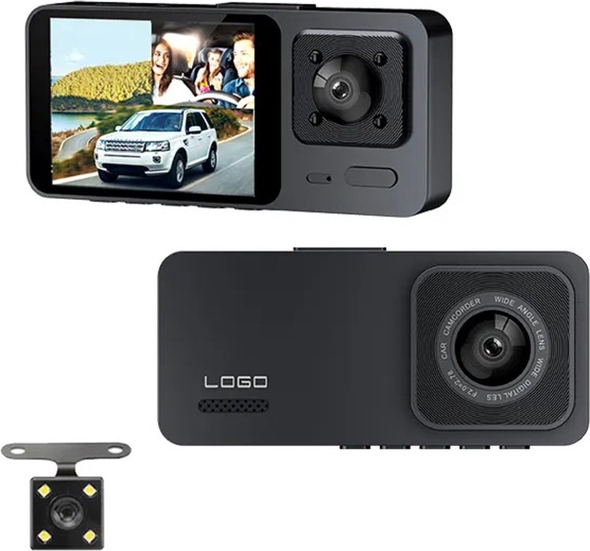 TechU™ Dashcam Camera – M52 Zwart – 2 Inch Scherm Full HD 1080P – 2 Camera's: Voor & Binnen – Dashboardcamera – G-sensor – Nachtvisie – Loop recording – Bewegingssensor – Parkeermodus
