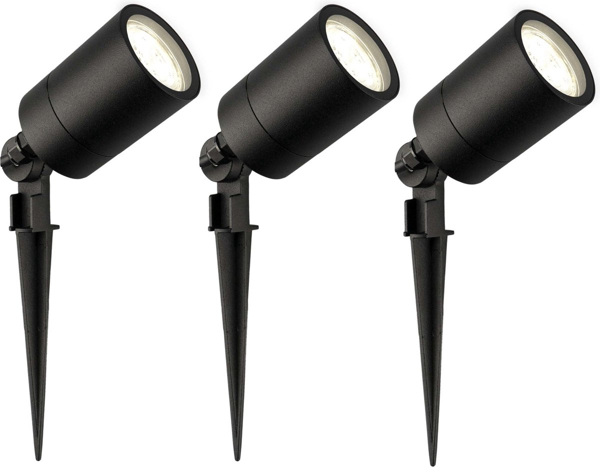 Ledvion - 3X LED Prikspots - 4000K - Zwart - 5W - IP65