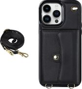 Hoesje geschikt voor iPhone 11 Pro - Backcover - Koord - Pasjeshouder - Portemonnee - Kunstleer - Zwart