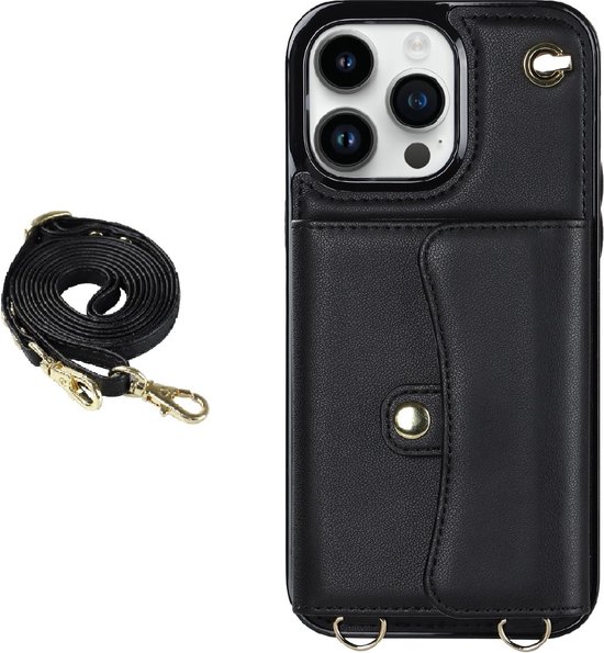 Coque arrière avec cordon pour iPhone 11 Pro - Coque arrière - Simili cuir - Porte-cartes - Cordon - Apple iPhone 11 Pro - Zwart