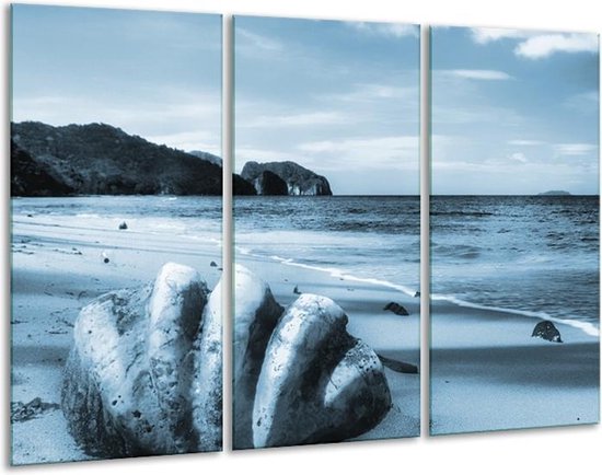 Peinture | Coquille de peinture sur toile, plage | Bleu | 120x80cm 3 Liège | Tirage photo sur toile