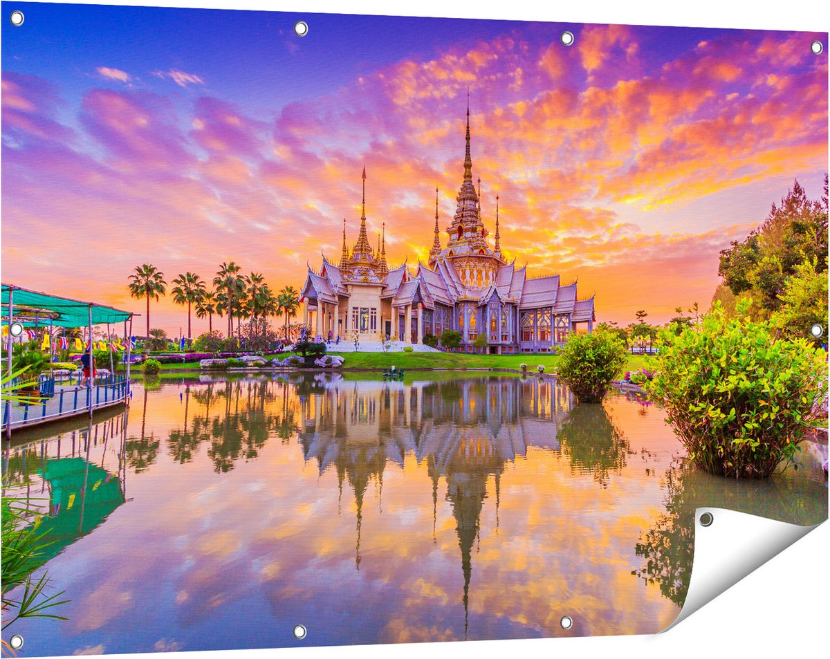 Gards Tuinposter Wat Non Kum Tempel in Thailand - 120x80 cm - Tuindoek - Tuindecoratie - Wanddecoratie buiten - Tuinschilderij Multikleur