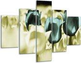 Peinture sur verre tulipe | Bleu, noir, vert | 100x70cm 5Liège | Tirage photo sur verre |  F003774