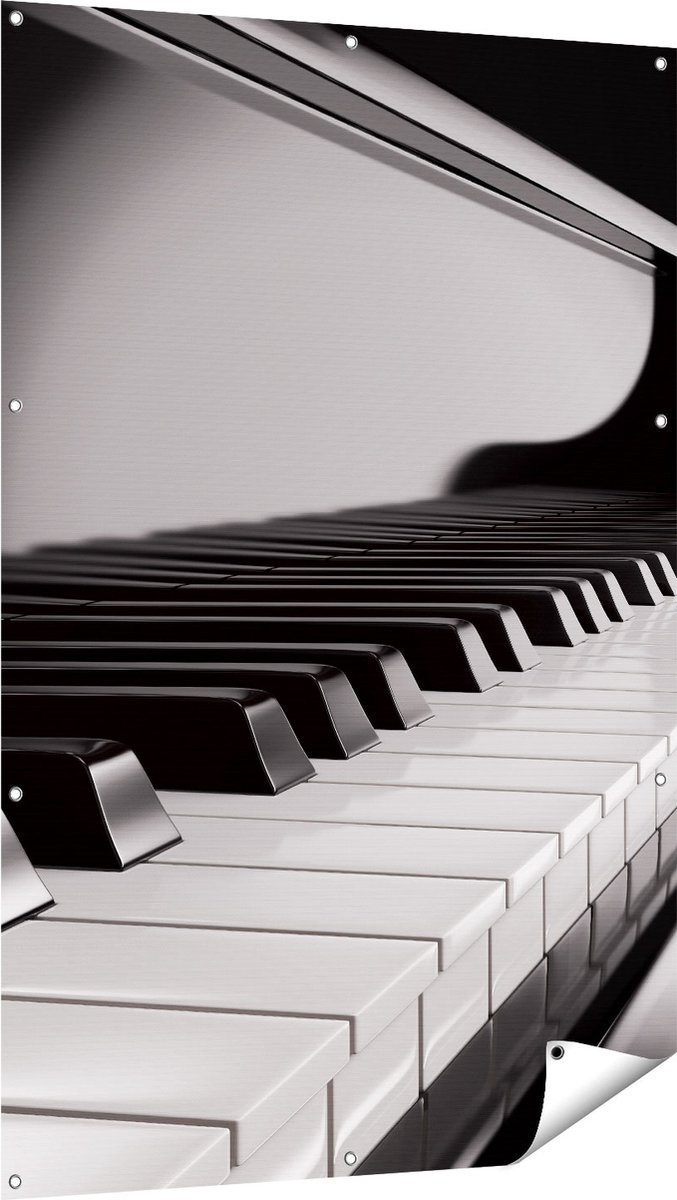 Gards Tuinposter Pianotoetsen - Noten - Piano - 100x150 cm - Tuindoek - Tuindecoratie - Wanddecoratie buiten - Tuinschilderij Multikleur