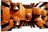 GroepArt - Canvas Schilderij - Art - Oranje, Zwart, Wit - 150x80cm 5Luik- Groot Collectie Schilderijen Op Canvas En Wanddecoraties
