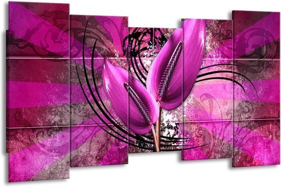 Peinture sur toile Anthurium | Violet | 150x80cm 5Liège