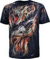 Biker Vuurdraak Fire Dragon T-Shirt Zwart - Hoge Kwaliteit