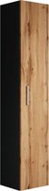 Badplaats Meuble de Salle de Bain Pluto 30 x 30 x 150 cm - Chêne avec Zwart - Meuble Colonne Suspendu avec 1 Porte
