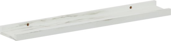 SPACEO - fotolijstplank - hout - wit - marmereffect - B.60 x H.3 x D.10 cm - wandplank - lijsthouder plank