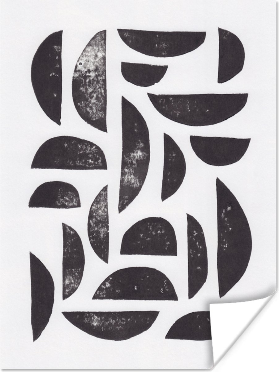 Poster Vormen - Abstract - Zwart - Wit - 30x40 cm