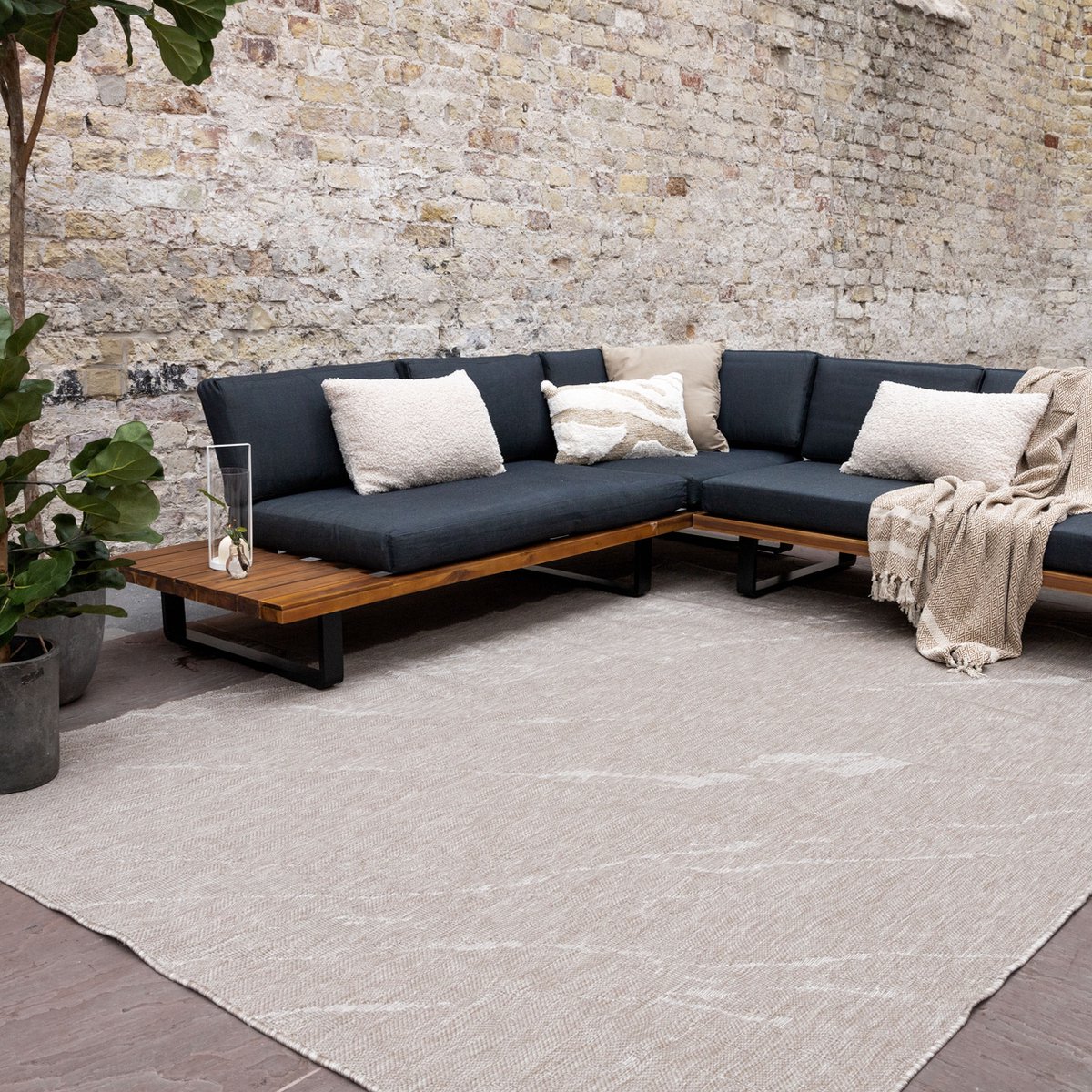 Buitenkleed Marble - Naturel/wit - dubbelzijdig - EVA Interior - 240 x 340 - (XL)