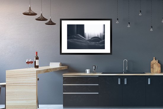 Cadre photo - Posters noir et blanc - Femme - Corps - Portrait - Photographie - Cadre - 90x60 cm - Affiche - Affiche avec cadre - Cadre affiche