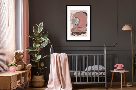 Fotolijst incl. Poster - Tekst - Dream - Pastel - Maan - Design - 60x90 cm - Posterlijst