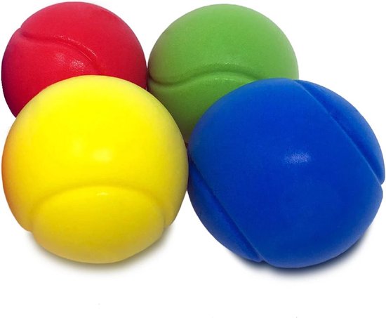 Balles de tennis en mousse 7cm Set 16 pièces + sac de transport, 4 couleurs