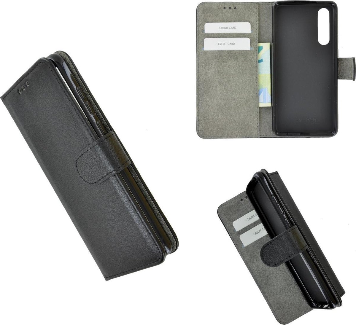 Pearlycase Zwart Hoes Wallet Book Case P Geschikt voor Huawei P30