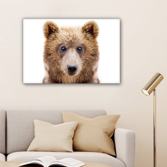 Toile Peinture Ours - Marron - Animaux - Nature - 60x40 cm - Décoration murale