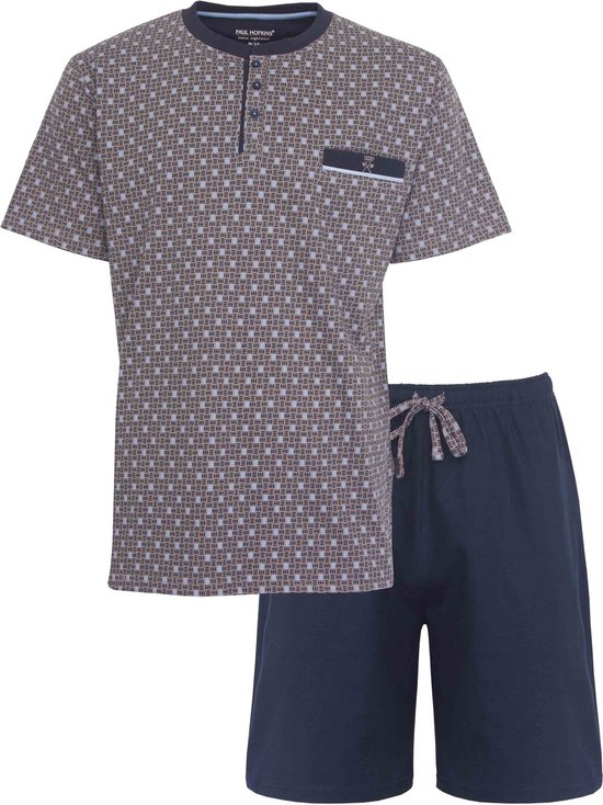 Paul Hopkins Heren Shortama - Pyjama Set - 100% Katoen - Khaki- Maat 3XL