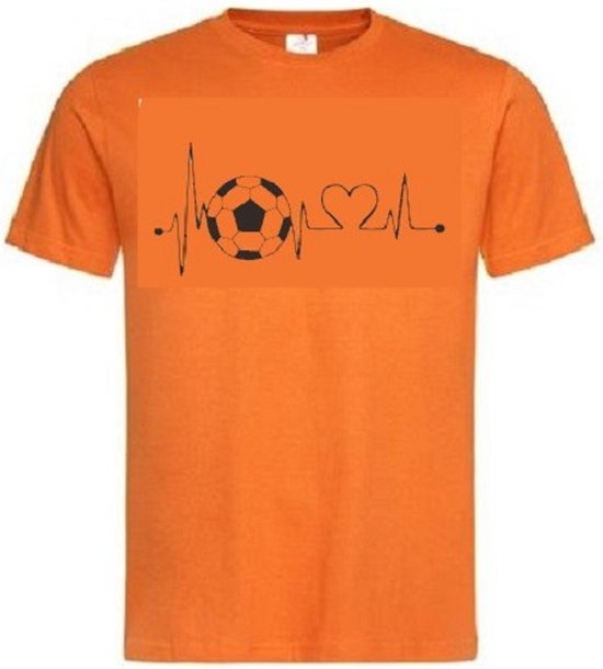 Grappig T-shirt - hartslag - heartbeat - voetbal - voetballer - sport - maat L