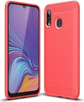 Samsung Galaxy A40 Geborsteld TPU Hoesje Rood