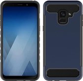 Samsung Galaxy A8 (2018) Geborsteld Hybride Hoesje Blauw