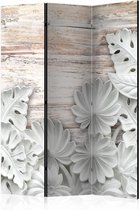 Vouwscherm - Bloemen op hout 135x172cm , gemonteerd geleverd (kamerscherm)  dubbelzijdig geprint
