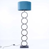 Zwarte vloerlamp | Velours | 1 lichts | oceaan blauw | metaal / stof | kap Ø 45 cm | staande lamp / vloerlamp | modern / sfeervol design