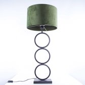 Tafellamp capri 2 ringen | 1 lichts | groen / bruin / goud / zwart | metaal / stof | Ø 40 cm | 94 cm hoog | tafellamp | modern / sfeervol / klassiek design