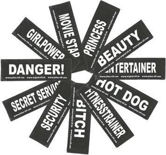 Julius-K9 Set Labels voor Powerharness - Small tekst: CUSTOMS
