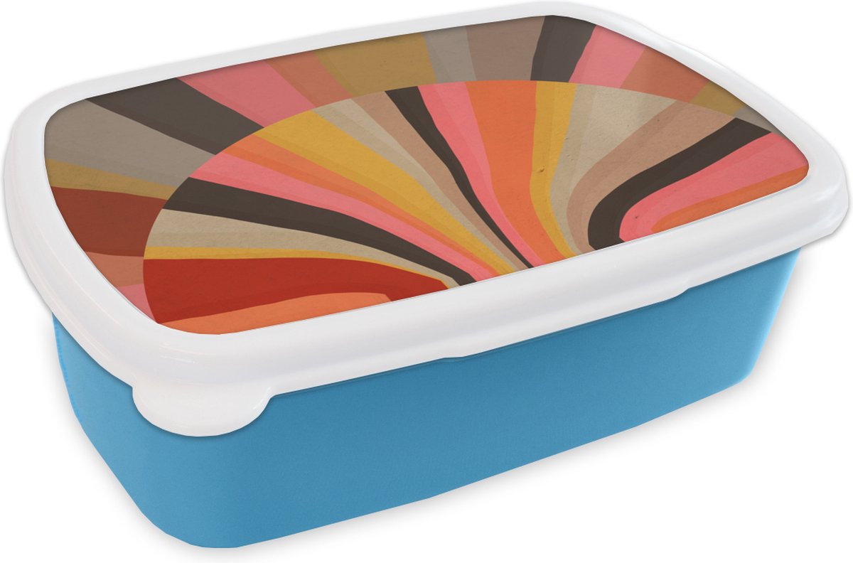 Broodtrommel Blauw - Lunchbox - Brooddoos - Abstract -Kunst - Vormen - 18x12x6 cm - Kinderen - Jongen