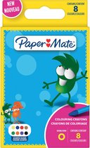 Paper Mate krijtjes voor kinderen | Diverse kleuren | 8 waskrijtjes voor kinderen