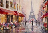Fotobehang - Vlies Behang - Schilderij van Parijs en de Eiffeltoren - Kunst - 416 x 290 cm