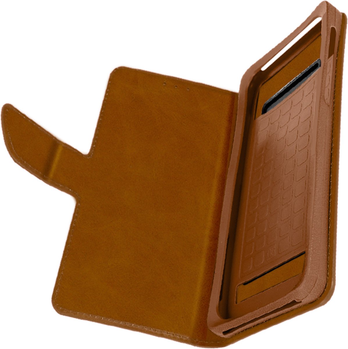 Avizar Foliohoes Magnetische portemonnee op Slide cover voor 5,3 Smartphone, Camel