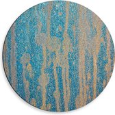 Dibond Muurcirkel - Blauwe Abstracte Verfstrepen op Bruine Wand - 50x50 cm Foto op Aluminium Muurcirkel (met ophangsysteem)
