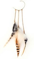 Oorhanger/boogje met veren naturel kleur