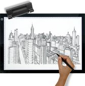 Crafts&Co® A3 Lightpad rechargeable et sans fil - 3 modes - Lumière LED à intensité variable - Idéal pour tracer des dessins et de la Peinture de diamants - Boîte à lumière moderne - Planche à dessin à intensité variable