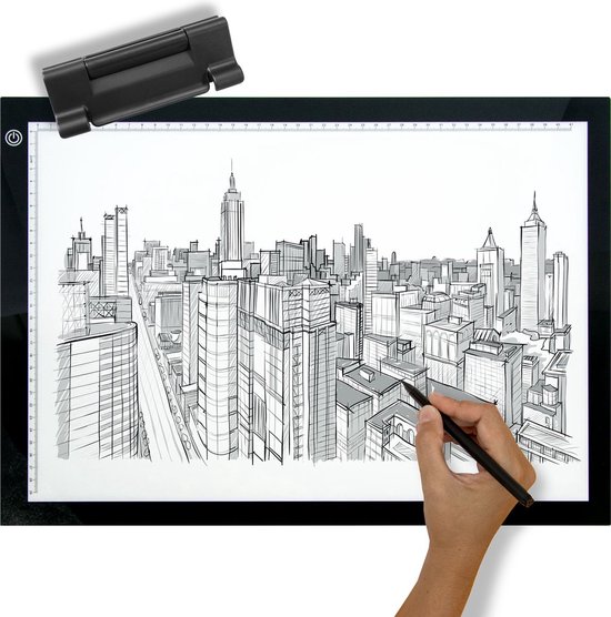 Crafts&Co® A3 Lightpad rechargeable et sans fil - 3 modes - Lumière LED à intensité variable - Idéal pour tracer des dessins et de la Peinture de diamants - Boîte à lumière moderne - Planche à dessin à intensité variable