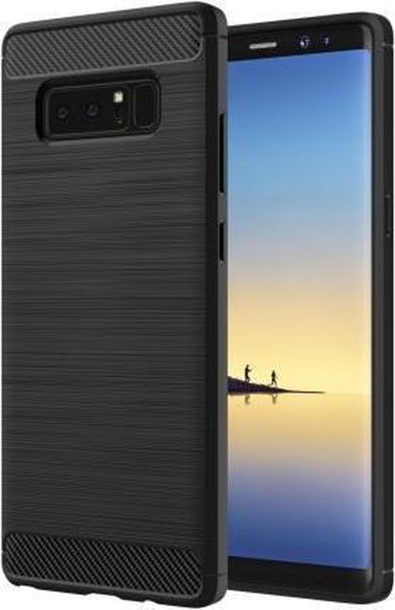 DrPhone BRC1 Geborsteld TPU case - Ultimate Drop Proof Siliconen Case - Carbon fiber Look - Geschikt voor Note 8