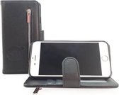 Samsung A7 2018 - Antique Black Leren Rits Portemonnee Hoesje - Lederen Wallet Case TPU meegekleurde binnenkant- Book Case - Flip Cover - Boek - 360º beschermend Telefoonhoesje