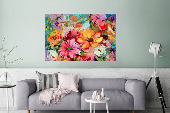 Poster Fleurs - Coloré - Art - Peinture à l'huile - 120x80 cm