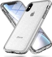 Schokbestendige Terminator Style Glitter Powder Protector Case voor iPhone XS Max (wit)