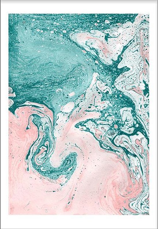 Turquoise Meets Pink Marble (21x29,7cm) - Wallified - Abstract - Poster -  Print -... | bol.com