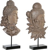 Decoratieve figuren DKD Home Decor 23 x 8 x 42 cm Zwart Bruin Boeddha Orientaals (2 Stuks)