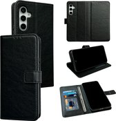 Casemania Coque pour Samsung Galaxy A34 5G Zwart - Wallet Book Case - Porte-Cartes & Languette Magnétique