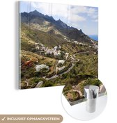 MuchoWow® Glasschilderij 90x90 cm - Schilderij acrylglas - Anagagebergte op Tenerife - Foto op glas - Schilderijen