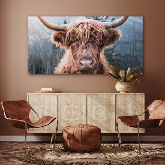 Peinture sur Verre - Highlander écossais - Animaux - Forêt - 160x80 cm - Peintures sur Verre Peintures - Photo sur Glas