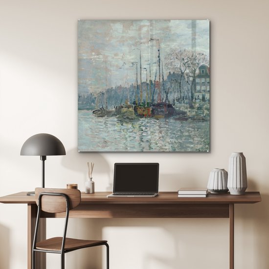 Peinture sur Verre - Zaandam de dijk - Claude Monet - 90x90 cm - Peintures sur Verre Acrylique - Photo sur Glas