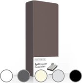 Romanette split-topper hoeslaken - Zwart - Lits-jumeaux (160x220 cm)