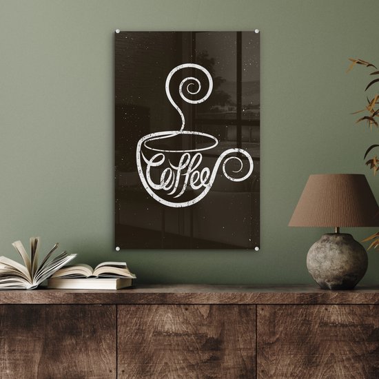 Peinture sur Verre - Café - Proverbes - Tableau Noir - 40x60 cm - Peintures sur Verre Peintures - Photo sur Glas