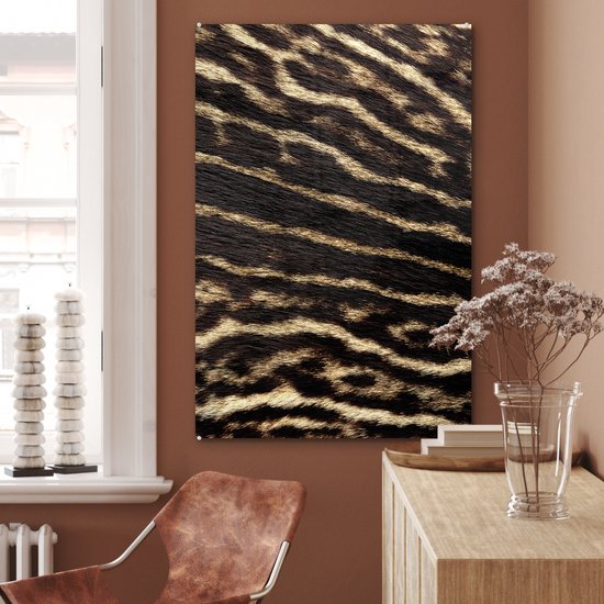 MuchoWow® Glasschilderij 80x120 cm - Schilderij acrylglas - Vacht - Dieren - Bruin - Foto op glas - Schilderijen