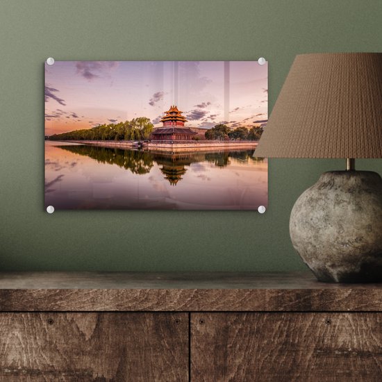 Cité interdite en Chine près de l'eau Plexiglas 30x20 cm - petit - Tirage photo sur Glas (décoration murale en plexiglas)